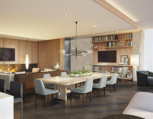 Windrose Tower Luxury Amenities - Living Space with Fireplace
