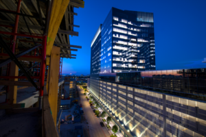 View of Plano's Legacy West development from Windrose Tower's work-site.